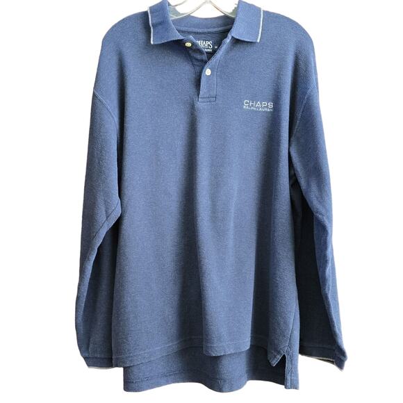 Chaps Ralph Lauren Long Sleeve Polo Sz M Navy Blue - Picture 1 of 3